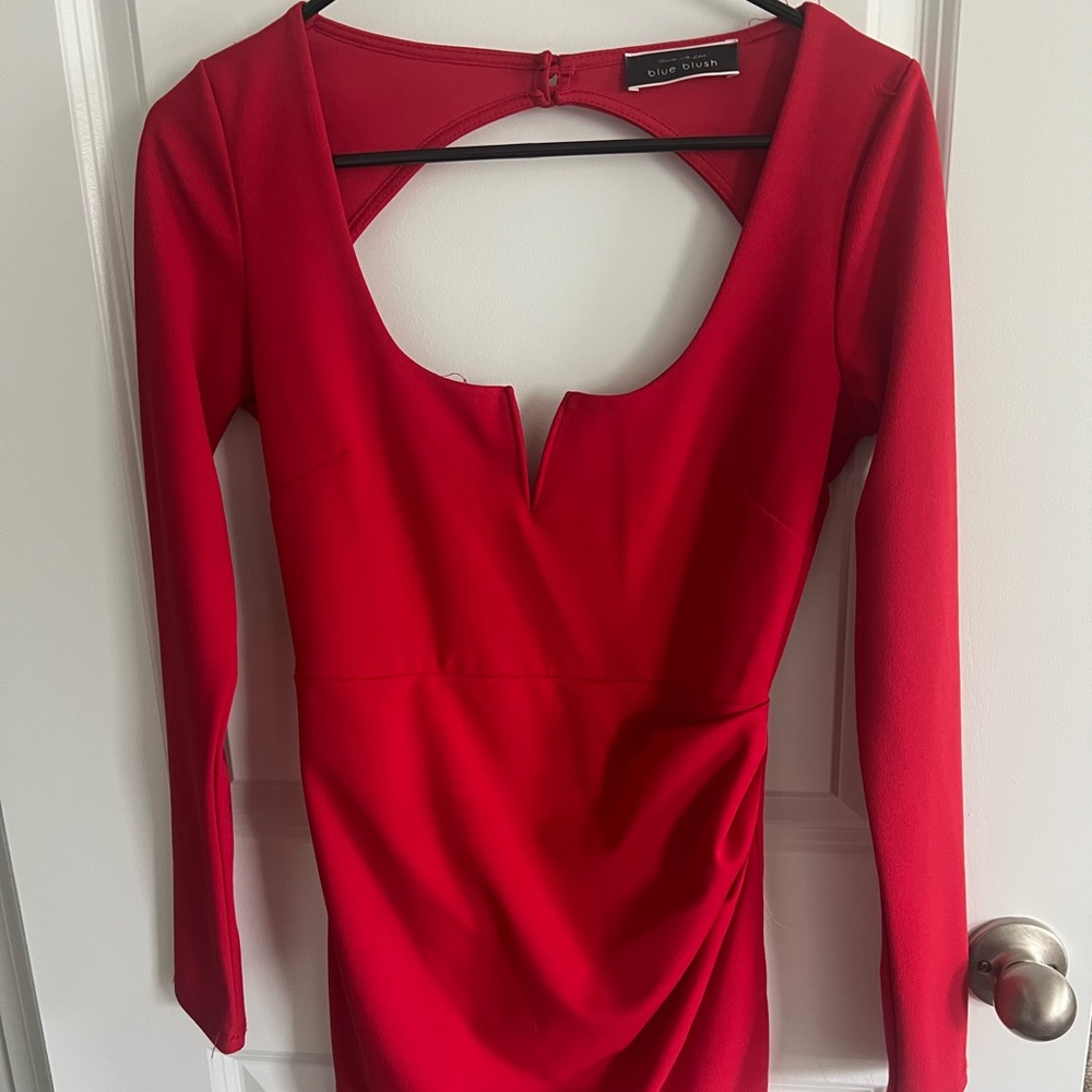 Blue Blush Red Long Sleeve Dress